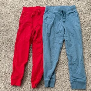 Primary Red and Blue Kids Joggers - two pairs, size 7